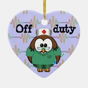 nurse owl ceramic ornament