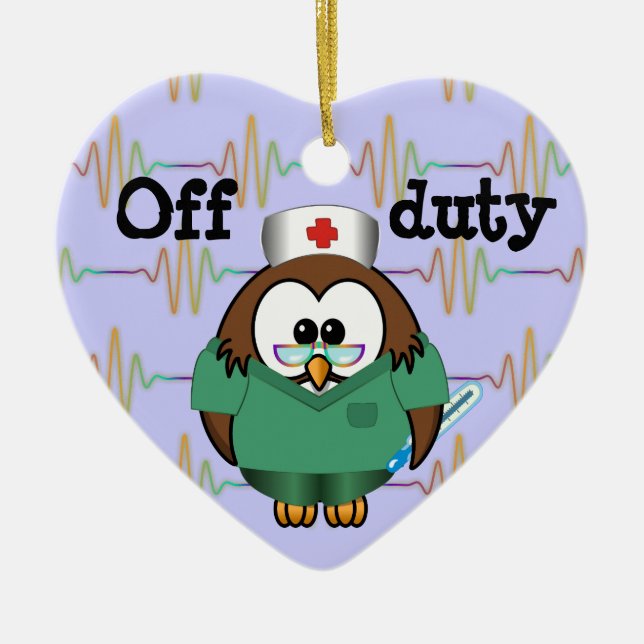 nurse owl ceramic ornament (Front)