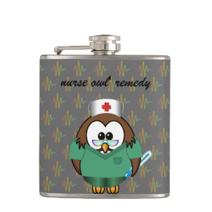 nurse owl hip flask