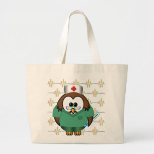 nurse owl large tote bag