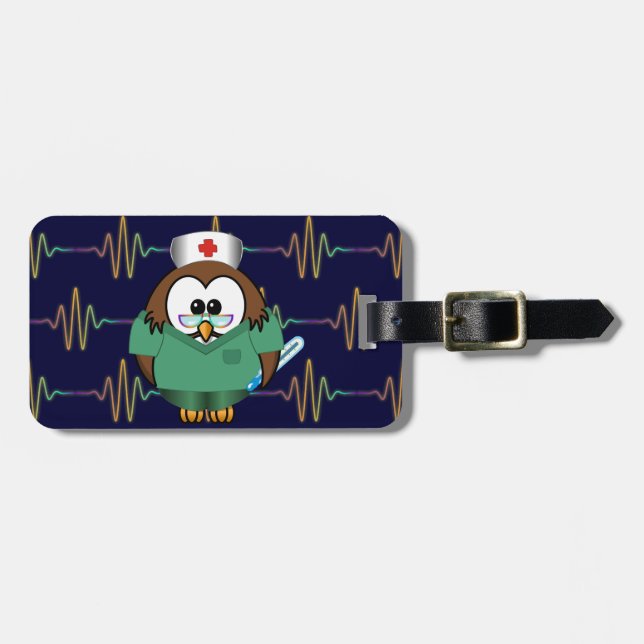 nurse owl luggage tag (Front Horizontal)