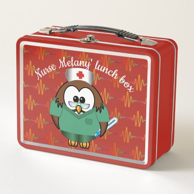 nurse owl  - metal lunchbox (Front)