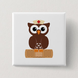 Nurse Owl (w/bandaid) 15 Cm Square Badge