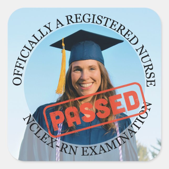 nurse passed nclex rn exam custom photo 3" square sticker (Front)
