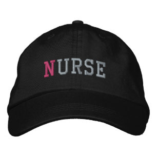Nurse Pastel Embroidery Black Baseball Cap / Hat
