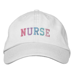 Nurse Pastel Embroidery White Baseball Cap / Hat