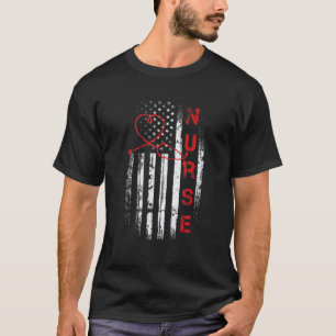 Nurse Patriotic American Usa Flag Registered Nurse T-Shirt