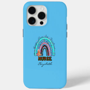 Nurse Peace Love Christmas Theme Rainbow Pastel iPhone 15 Pro Max Case