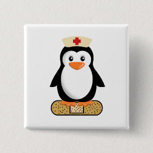 Nurse Penguin (w/bandaid) 15 Cm Square Badge