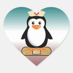 Nurse Penguin (w/Bandaid) Heart Sticker