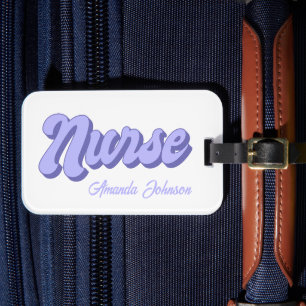 Nurse Personalised Bag Tag Purple