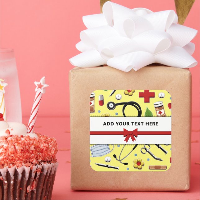 Nurse Personalised Square Sticker (Party)