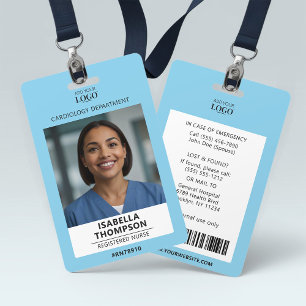 Nurse Photo & Logo Light Blue Badge ID Badge
