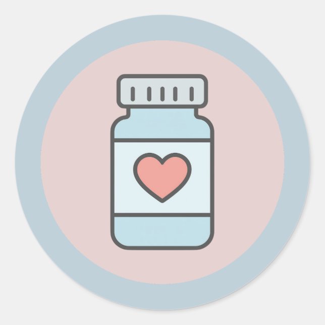 Nurse Pill Bottle Heart Sticker (Front)