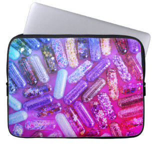 Nurse pill glitter colourful medication pink purpl laptop sleeve