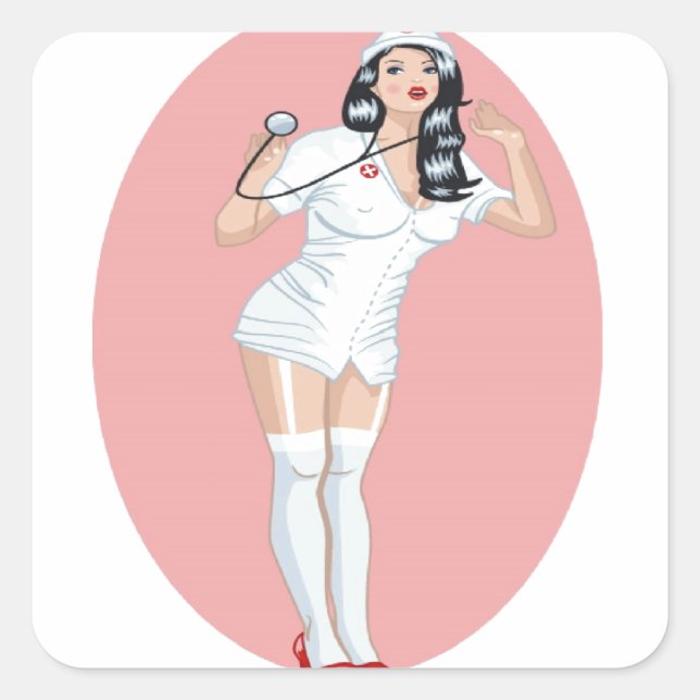 Nurse Pin Up Square Sticker (Front)