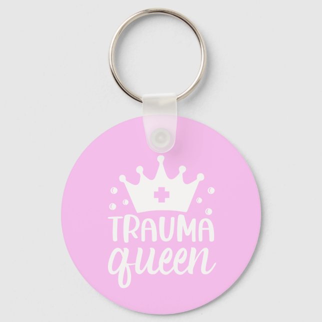 nurse pink cute gift simple crown button keychain (Front)
