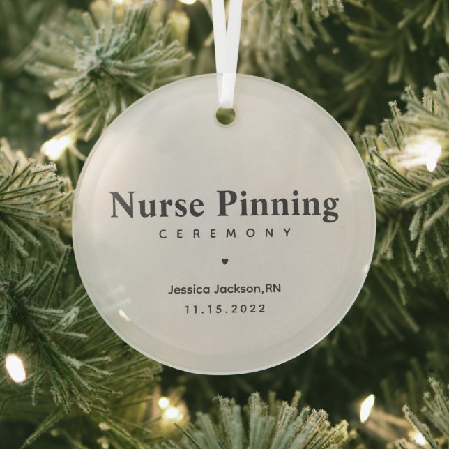 Nurse Pinning Ceremony Modern Simple Custom RN Cer Glass Tree Decoration (Insitu)