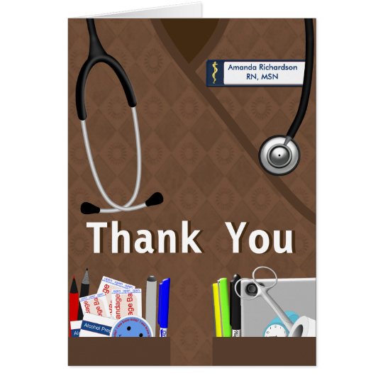 Nurse Pockets Thank You Brown Scrubs Card