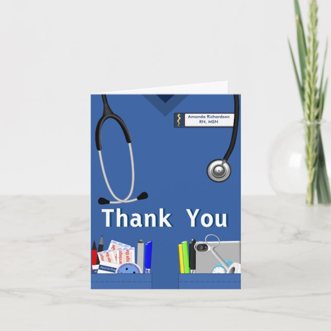 Nurse Pockets Thank You In Dark Blue Card (Front)