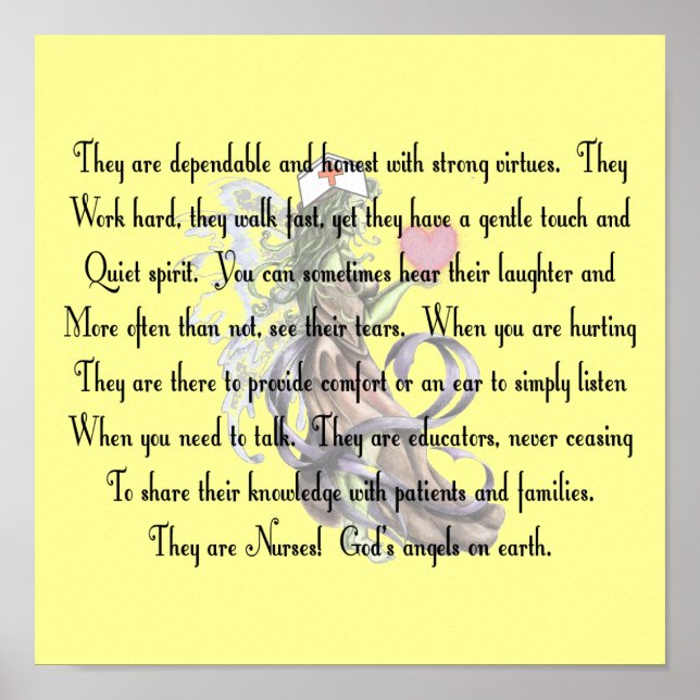 Nurse Poem Canvas Art Print "They Are Nurses" (Front)