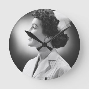 Nurse Posing Round Clock