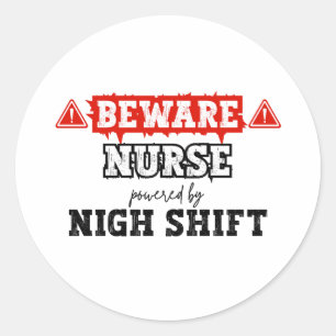 Nurse Powered By Night Shift Nurse & Healthcare Classic Round Sticker