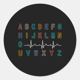 Nurse Pqrst Test Abc's Ekg Strip Alphabet Funny Nu Classic Round Sticker