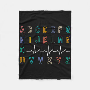 Nurse Pqrst Test Abc's Ekg Strip Alphabet Funny Nu Fleece Blanket