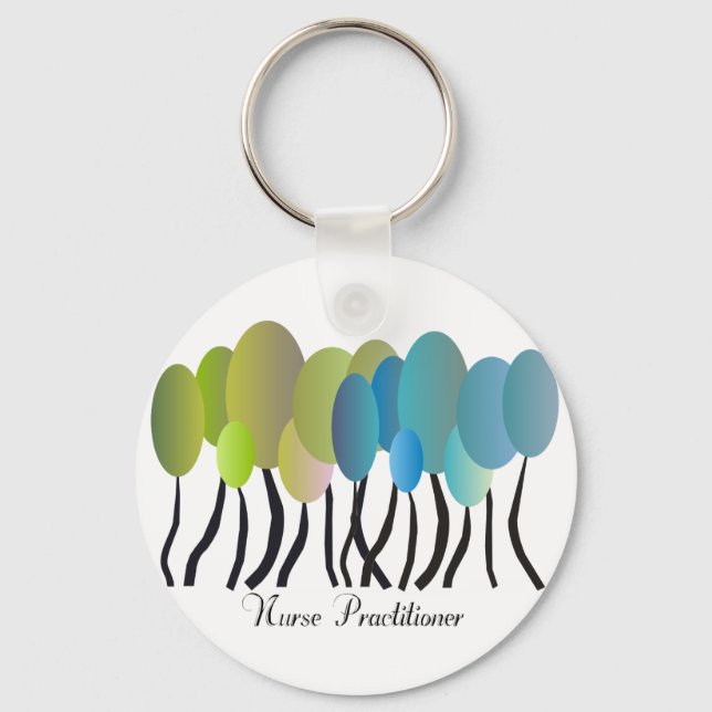 Nurse Practitioner Artsy Trees Design Gifts Key Ring (Front)