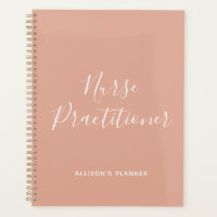 Nurse Practitioner Blush Pink White Script Name