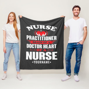 Nurse Practitioner Brains Of A Doctor Heart Of Fleece Blanket