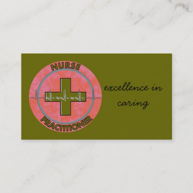 Nurse Practitioner Business Cards Olive Green (Front)