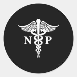 Nurse Practitioner Caduceus Medical Symbol Pocket  Classic Round Sticker