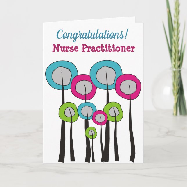 Nurse Practitioner "Congratulations" Whimsical  Card (Front)