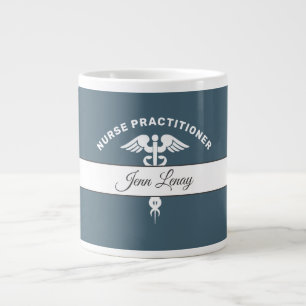 Nurse Practitioner Dusty Blue Script Personalised Large Coffee Mug