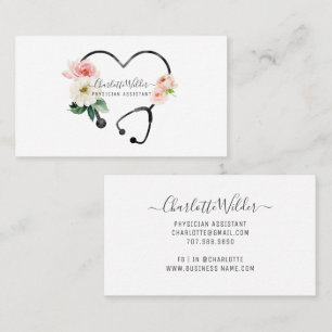 Nurse Practitioner Floral Stethoscope Business Card