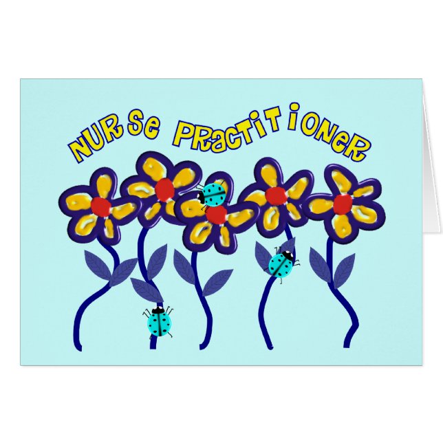 Nurse Practitioner Gifts Whimsical Flowers Design (Front Horizontal)