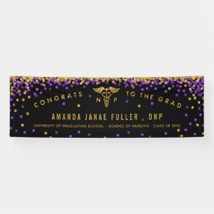 Nurse Practitioner Graduation Banner Purple & Gold