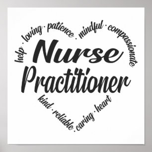 Nurse Practitioner Heart Word Cloud Poster