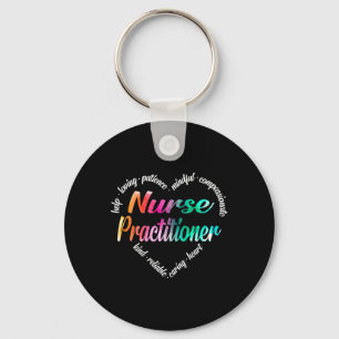 Nurse Practitioner Heart Word Cloud Watercolor Rai Key Ring