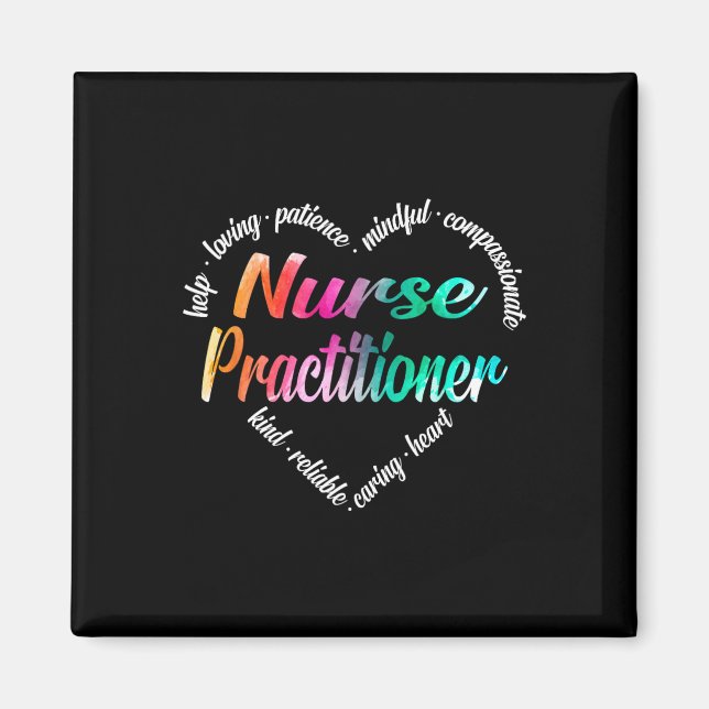 Nurse Practitioner Heart Word Cloud Watercolor Rai Magnet (Front)