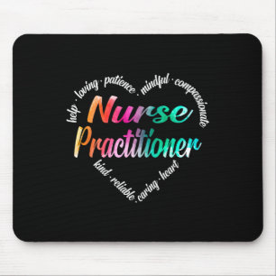 Nurse Practitioner Heart Word Cloud Watercolor Rai Mouse Pad