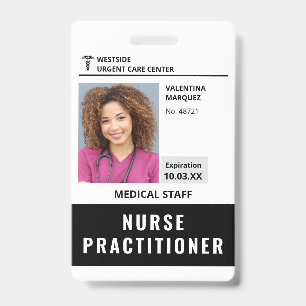 Nurse Practitioner ID Photo Logo Barcode Badge