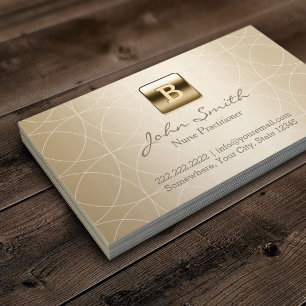 Nurse Practitioner Luxury Gold Monogram Business Card
