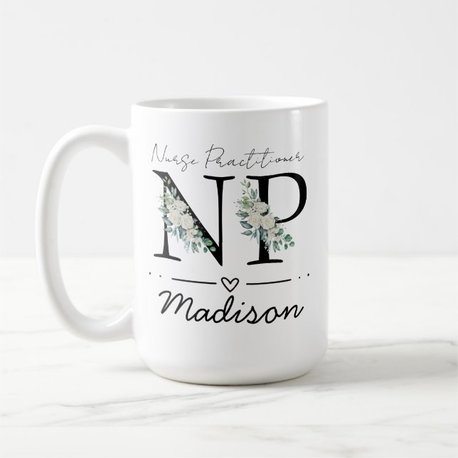 Nurse Practitioner Mug, Personalised Nurse Practit Coffee Mug (Left)
