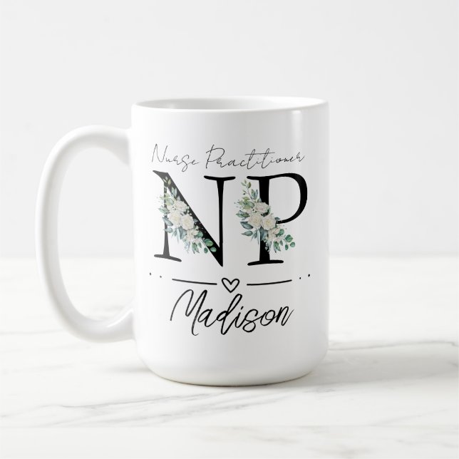 Nurse Practitioner Mug, Personalised Nurse Practit Coffee Mug (Left)