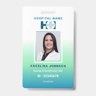 Nurse Practitioner NP Blue Green Name and Photo ID Badge