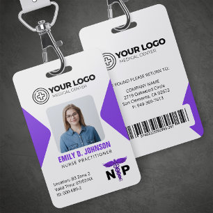 Nurse Practitioner NP Logo Photo & Barcode ID Badge