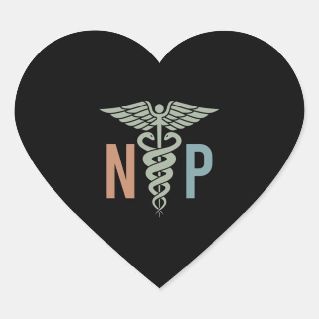 Nurse Practitioner NP Nursing School Grad Heart Sticker (Front)